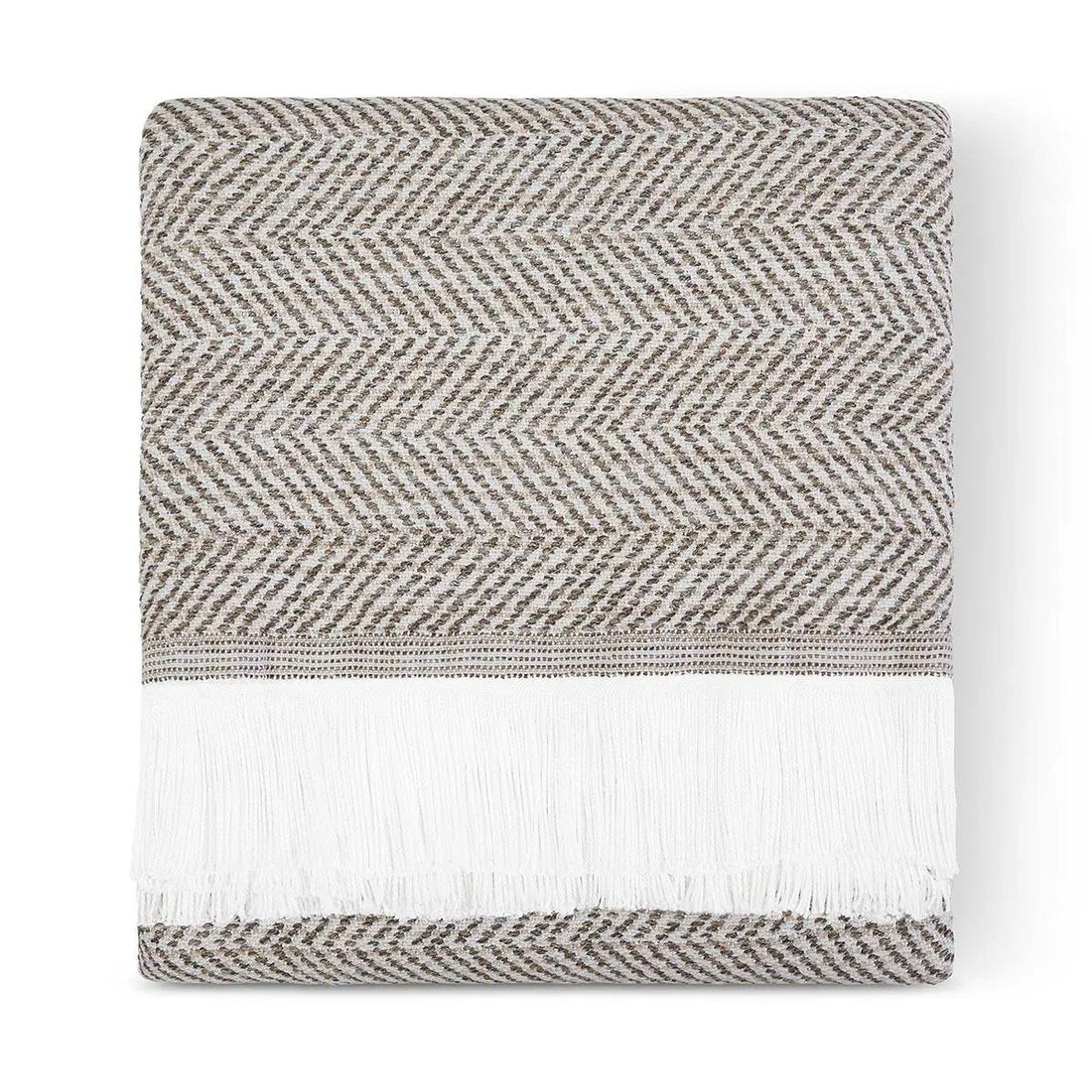Sunbrella® Herringbone Indoor Outdoor Throw ASHE Topstitch of